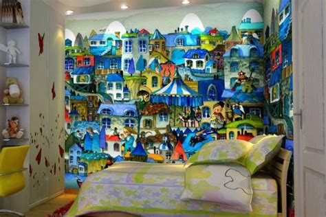 Fresque Murale Dans La Chambre Denfant Dessins Joviaux