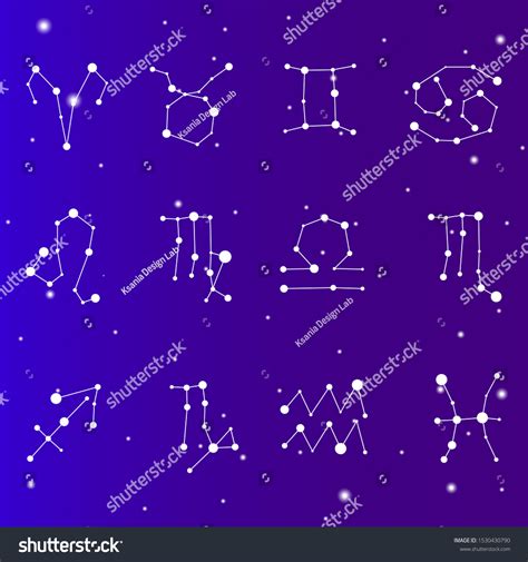 Zodiac Signs Constellations Style Pictograms Cosmic Stock Vector ...