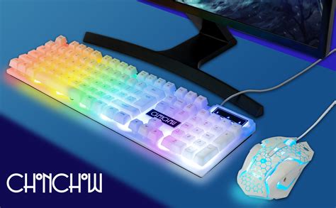 Amazon.com: CHONCHOW LED Keyboard and Mouse, 104 Keys Rainbow Backlit ...