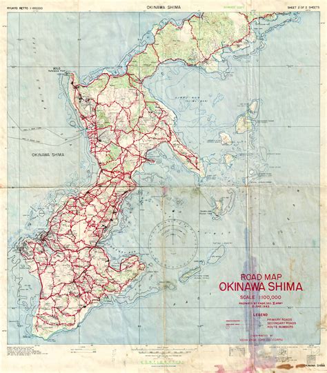 (WWII Japan- Okinawa) Road Map Okinawa Shima – The Old Map Gallery