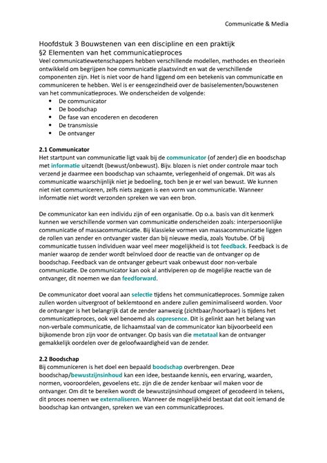 Samenvatting Kennis A Communicatie Theorie Hoofdstuk 3 Bouwstenen Van