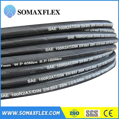 R2 En853 2sn High Pressure Steel Wire Braided Flexible Hydraulic Rubber