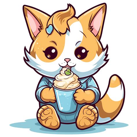 Cute Cat Eating Ice Cream 24476956 PNG