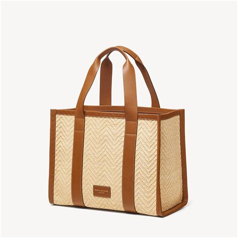 Henley Raffia Tote In Natural Raffia Smooth Tan Tote Woven Leather