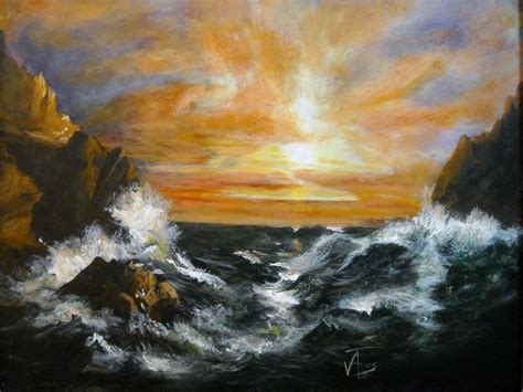 Painting : "OCEAN SUNSET" (Original art by TimAmesArt.com)