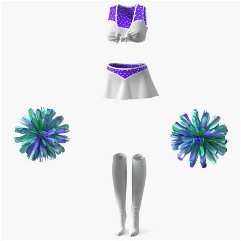 Purple Cheerleader Outfit With Pom Pom 3d Model 99 3ds Blend C4d