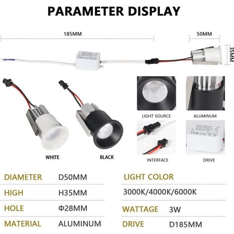 Mini Spot Led Encastrable Pour Plafond Cree Led 3 W Blanc Chaud 3000 K