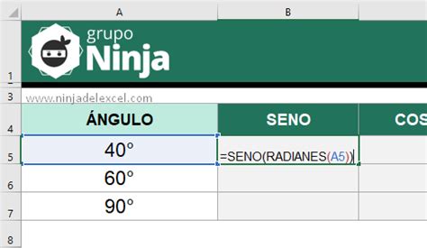 C Mo Hacer Seno Cos Y Tan En Excel Ninja Del Excel