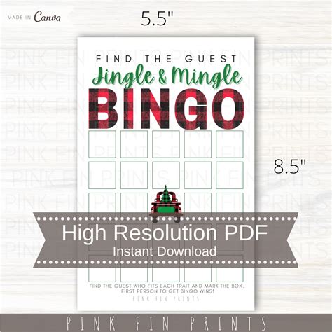 Jingle And Mingle Bingo For Adults Printable Christmas Games Etsy