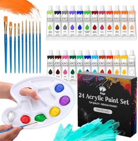 Raganet Juego De 24 Pinturas Acrílicas De Colores Diferentes Set De