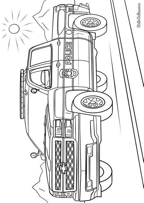 Раскраска Полицейский пикап распечатать раскраски для детей