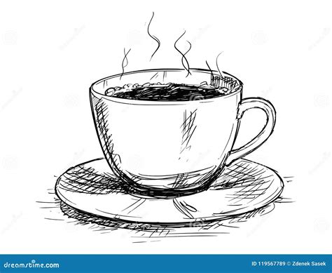 Vector Sketch Drawing Illustration Of Coffee Cup Stock Vector