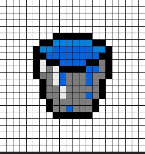 Bucket of Water Pixel Art | Minecraft pixel art, Pixel art design, Easy ...