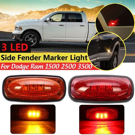 3 Led Side Fender Marker Light Warning For Dodge Ram 1500 Shopee