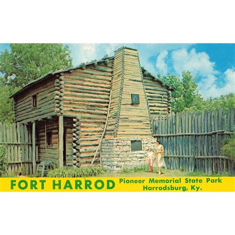 Postcard Fort Harrod Pioneer Memorial State Park Harrodsburg Ky