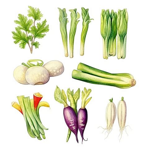 Un Dibujo De Vegetales Incluyendo Uno De Los Vegetales Foto Premium