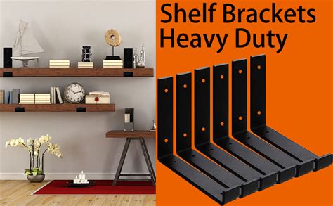 Heavy Duty Shelf Brackets 8 Inch Iron Metal Shelf Brackets 5mm Thick Steel Up Black Shelf