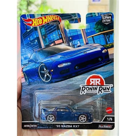 Hobby Store xe mô hình Hot Wheels Premium Ronin Run 95 Mazda Rx7 Xanh