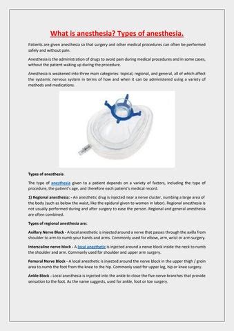 What is anesthesia? Types of anesthesia. by Angiplast - Issuu