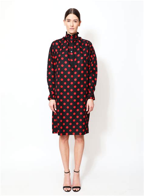 Saint Laurent Rive Gauche Polka Dot Smock Dress Black Polka Dot Dress Red Polka Dot Polka Dot