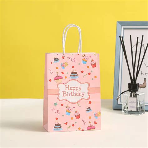 Bolsas De Regalo De Papel Kraft Para Regalo De Cumpleaños Con Asa