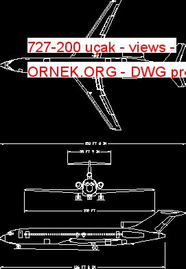 Proje Sitesi 727 200 uçak views Autocad Projesi