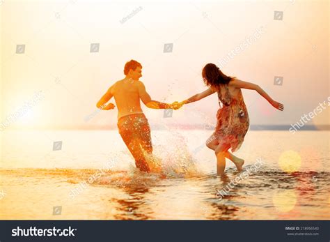 Summer Party Fun Holiday On Beach Background Couple In Love In Beach