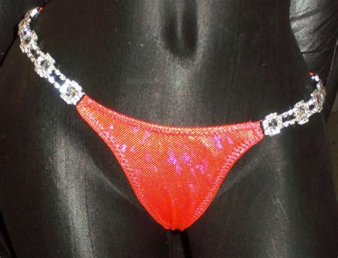 Style Coral Metallic Hologram Competition Bikini With Rhinestone