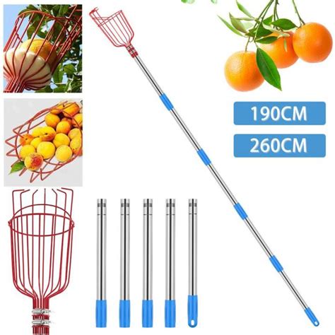 Fruit Picker Stick With Telescoping Pole Stainless Steel Fruit Picker