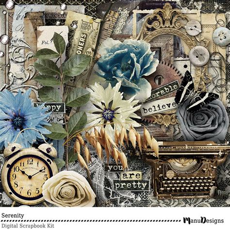 Antique Style Vintage Digital Scrapbook Kit Printable Papers Vintage