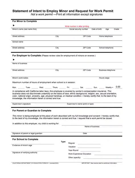 Statement Of Intent To Employ Minor Fill Out Printable Pdf Forms Online