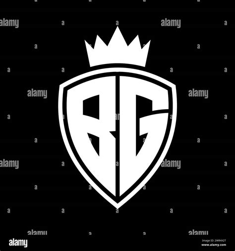 BG Letter Bold Monogram With Shield And Crown Outline Shape With Black