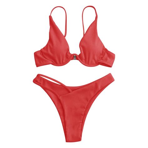 Xuapaodt INC Women Bikini Set Solid Color Sexy Triangle Two Piece