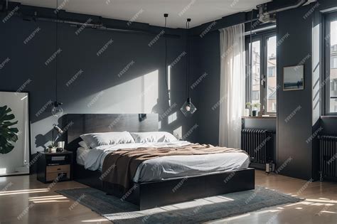 Premium AI Image | Industrial Minimalism Modern Bedroom Aesthetics