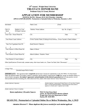 Fillable Online Liberal Arts Wright Tshb Application Form