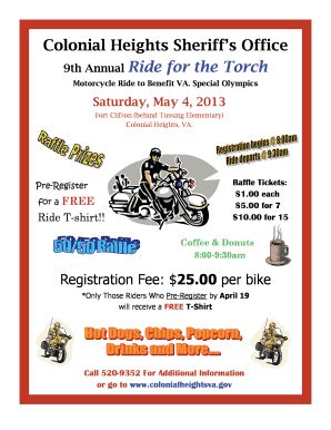 Fillable Online Colonial Heights Sheriffs Office Th Annual Ride For