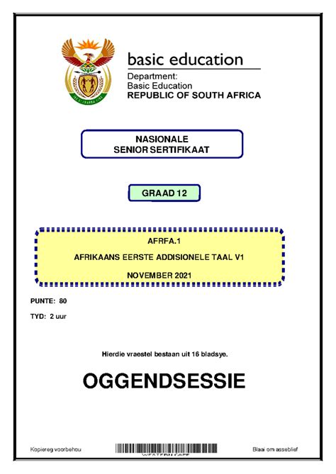 Afrikaans FAL P1 Nov 2021 2 NASIONALE SENIOR SERTIFIKAAT GRAAD 12