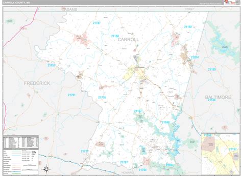 Carroll County, MD Wall Map Premium Style by MarketMAPS - MapSales