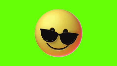 Smiling Face With Sunglasses Emoji Animated Green Screen Chroma Key Youtube