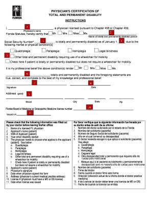 Fillable Online Physician S Statement Of Total And Permanent Disability