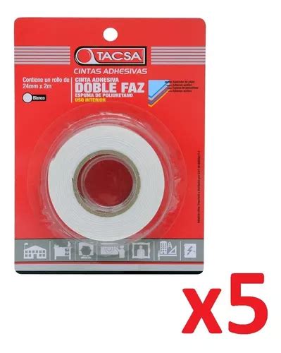 Cinta Doble Faz De Espuma 24mm X 2mts Blanco Tacsa Pack X5 MercadoLibre