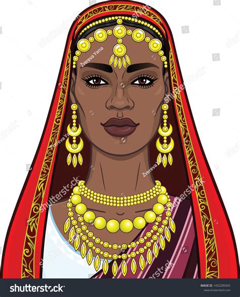 African Beauty Animation Portrait Beautiful Black Stock Vector Royalty Free 1432285565