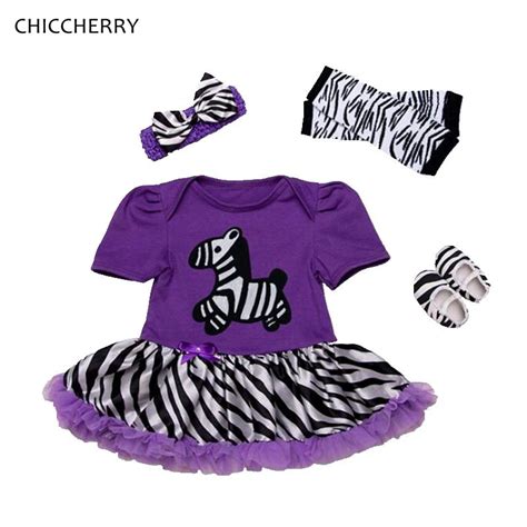 Purple Zebra Print Baby Girl Clothes Infant Lace Dress Headband