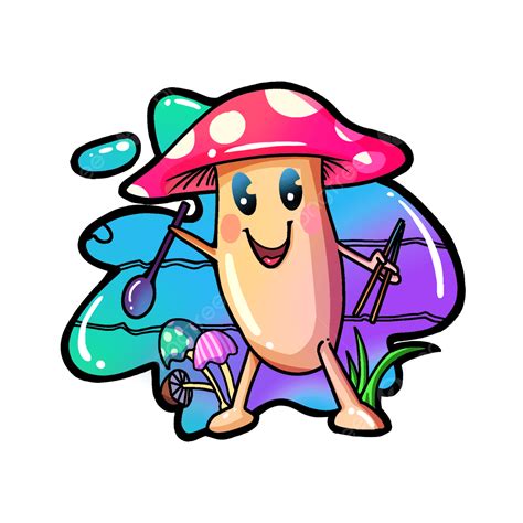 Magic Mushroom Clipart Transparent Background Mushroom Man Magic Retro