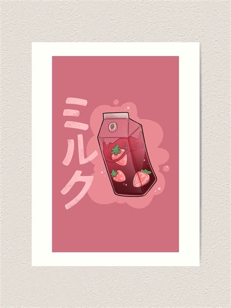 Pink Strawberry Milk Strawberry Kawaii Pink Design Strawberry Cow Handmade Milk Carton