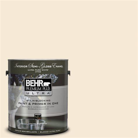 BEHR Premium Plus Ultra 1 Gal ICC 10 Vanilla Cream Semi Gloss Enamel