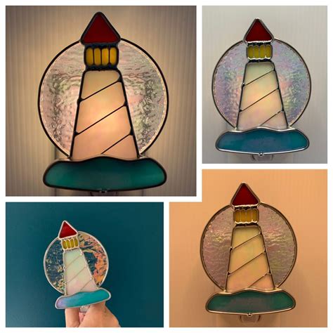 Lighthouse Stained Glass Nightlight Free Shipping Made In Usa Etsy Stained Glass Stained