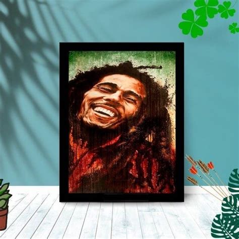 Quadro Decorativo Bob Marley Moldura E Vidro X Preto