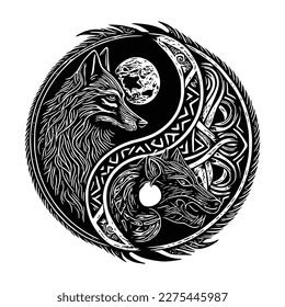 Ilustraci N De Yin Yang Lobo Celta Vector De Stock Libre De Regal As