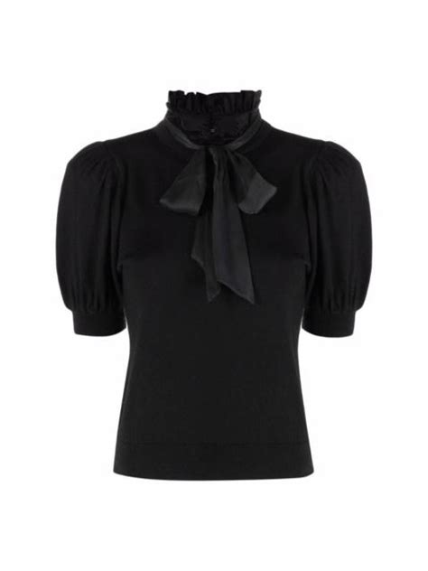 Alice Olivia Pussy Bow Neck Knit Blouse REVERSIBLE